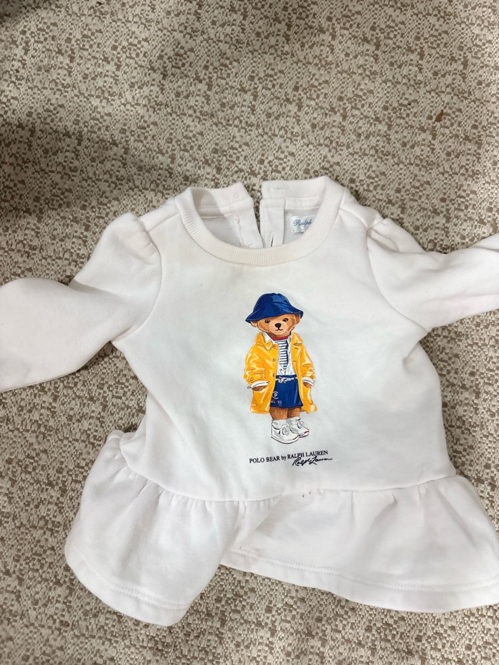 Ralph Lauren White Baby Sweatshirt with Blue Logo